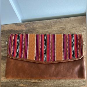 NENA & CO DATE NIGHT CLUTCH - SEDONA - CAFE LEATHER NEW WITHOUT TAGS